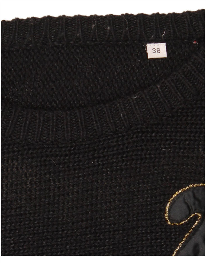 Sweter damski VINTAGE z okrągłym dekoltem EU 38, średni czarny, blok kolorów