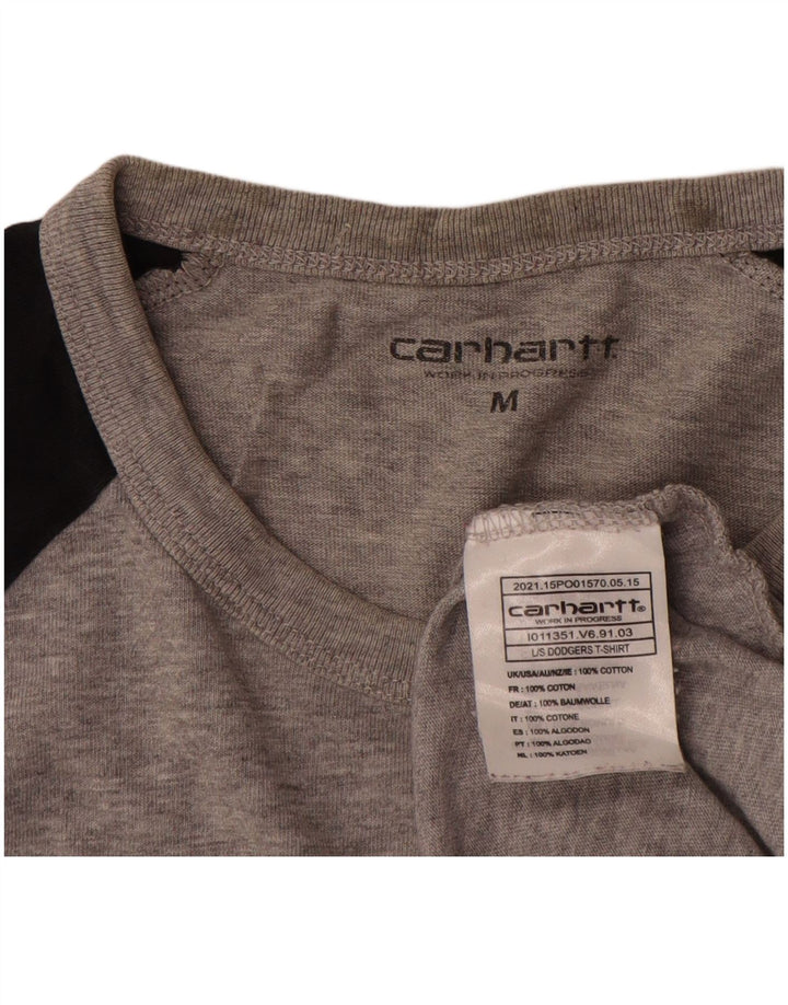 Męski top Carhartt z długim rękawem, średnioszary, bawełniany w bloki kolorów