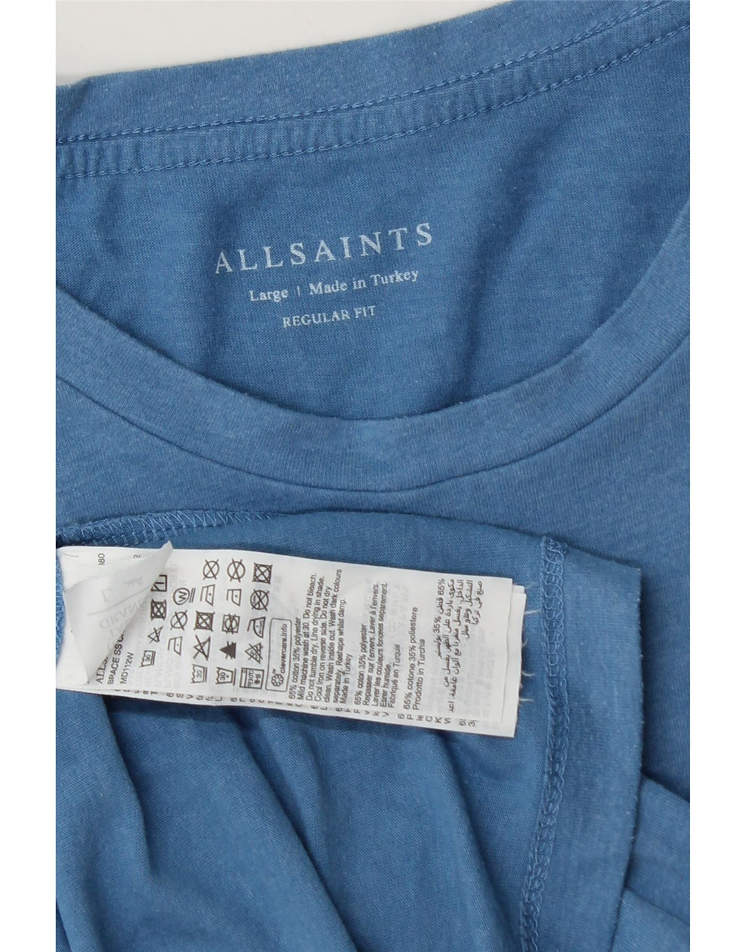 T-shirt męski All Saints o regularnym kroju, duży, niebieski, bawełniany