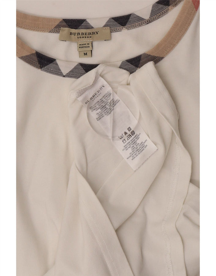 Damski top Burberry z długim rękawem, UK 12, średni biały, bawełniany