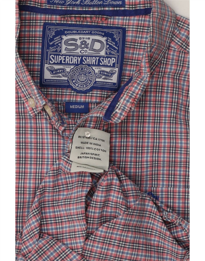 Koszula męska Superdry, bawełniana, w kolorze średniego różu w kratkę
