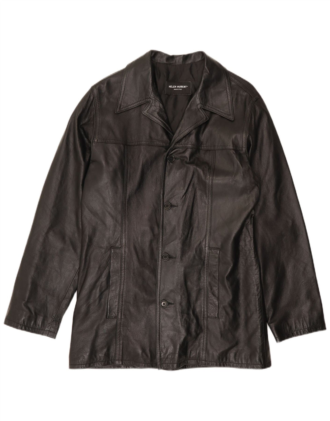 HELEN HUBERT Męska kurtka skórzana UK 38 Średnia czarna skóra