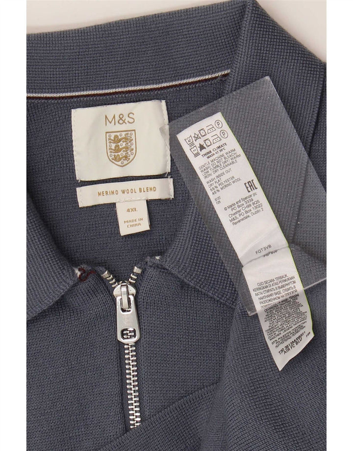 Marks & Spencer Męski sweter kardigan 4XL Niebieski poliester