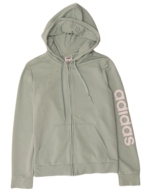 Damski sweter Adidas z grafiką i zamkiem błyskawicznym, UK 10, mały, zielony, bawełniany