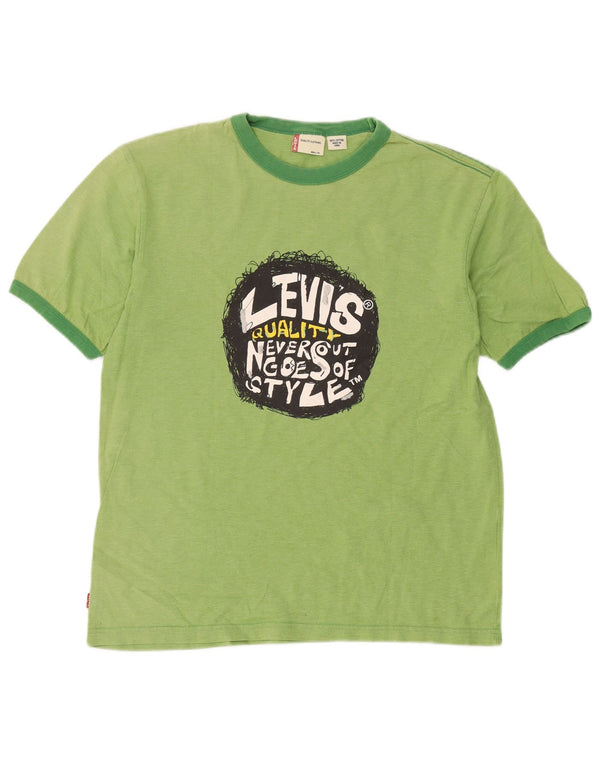 Damska koszulka z grafiką Levi's Top UK 16, duża, zielona bawełna