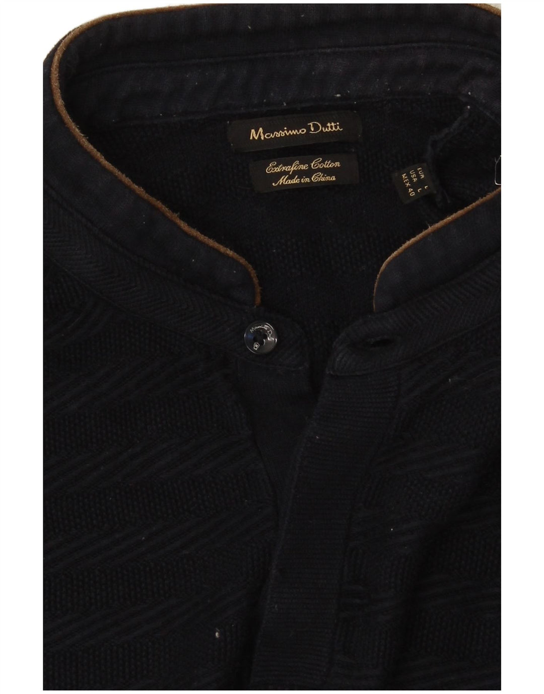 Męski sweter zapinany na guziki Massimo Dutti w duże granatowe paski
