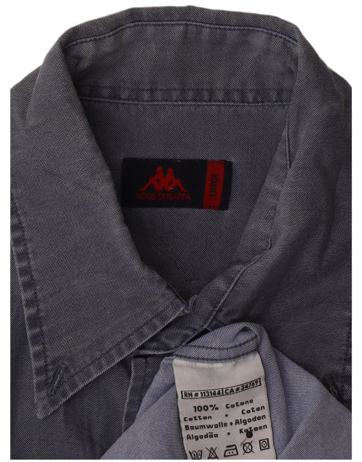 Koszula męska Kappa, duża, bawełniana, granatowa