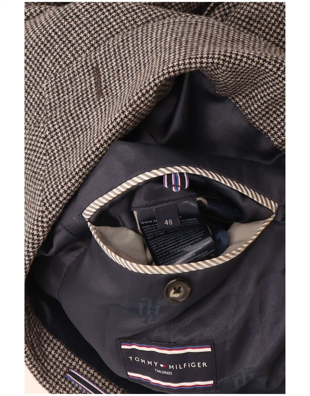 Męska dopasowana marynarka TOMMY HILFIGER IT 48 Średnioszara pepitka