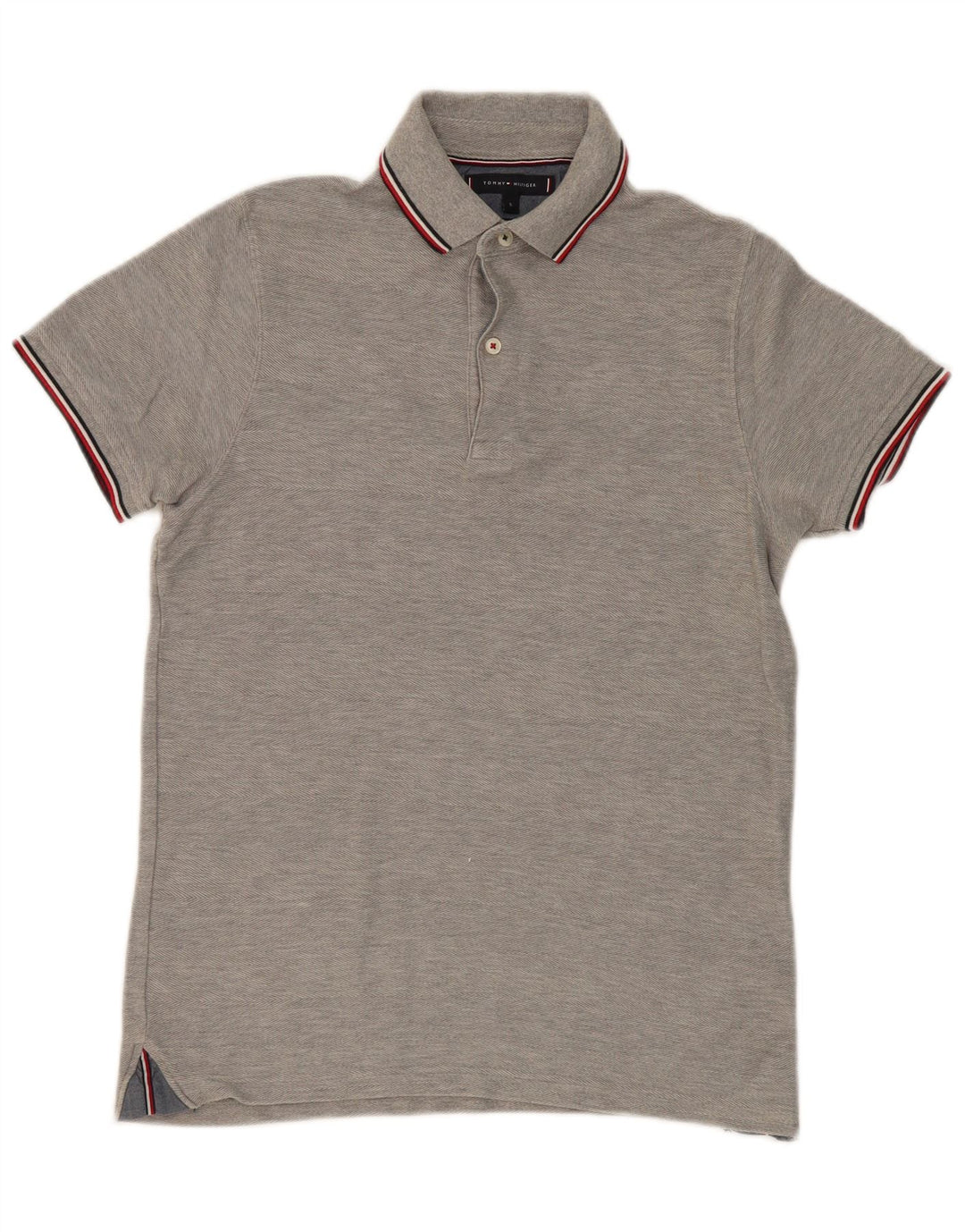 TOMMY HILFIGER Mens Polo Shirt Small Grey Cotton