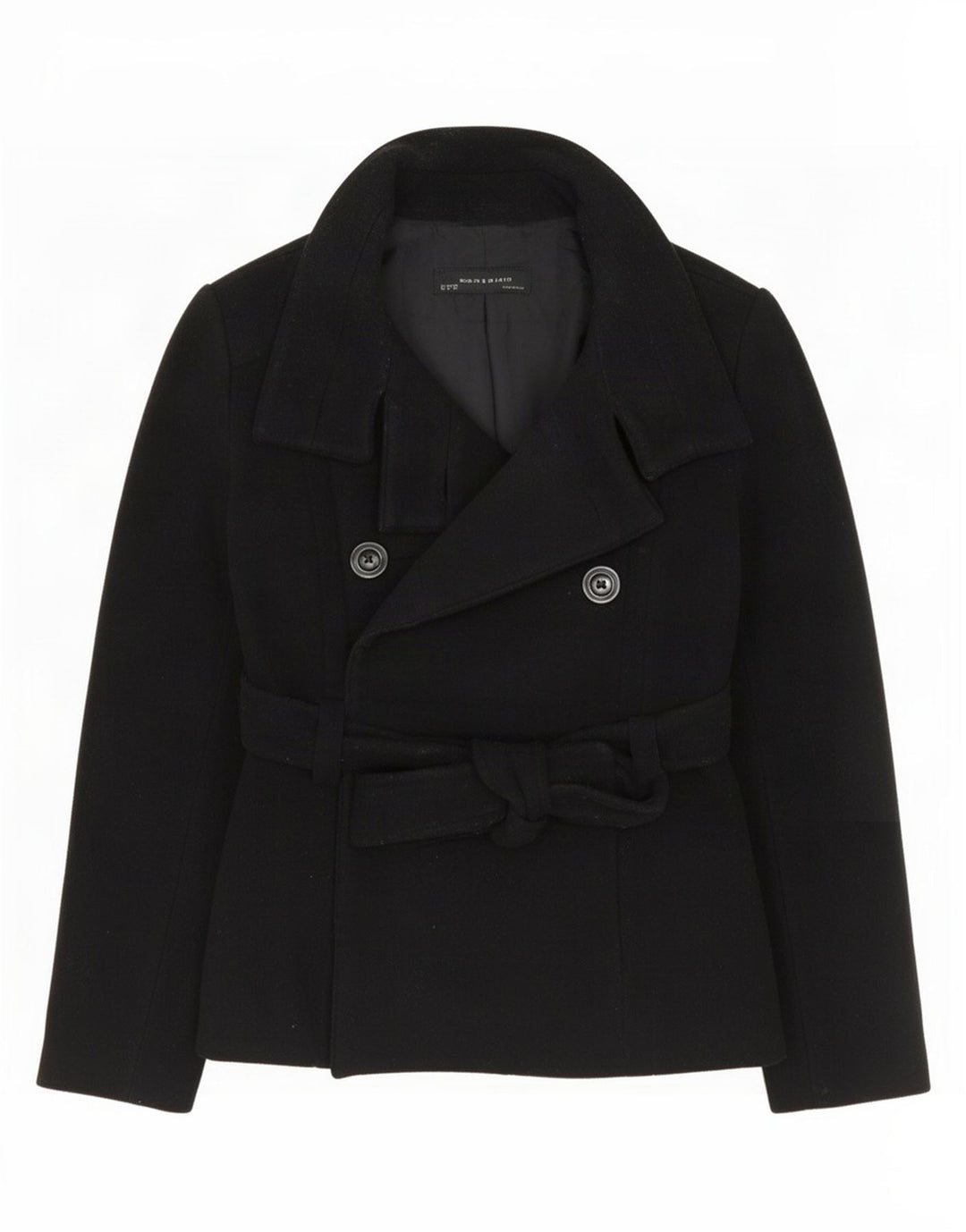 Płaszcz damski Zara Pea Coat UK 12, średnia czarna wełna