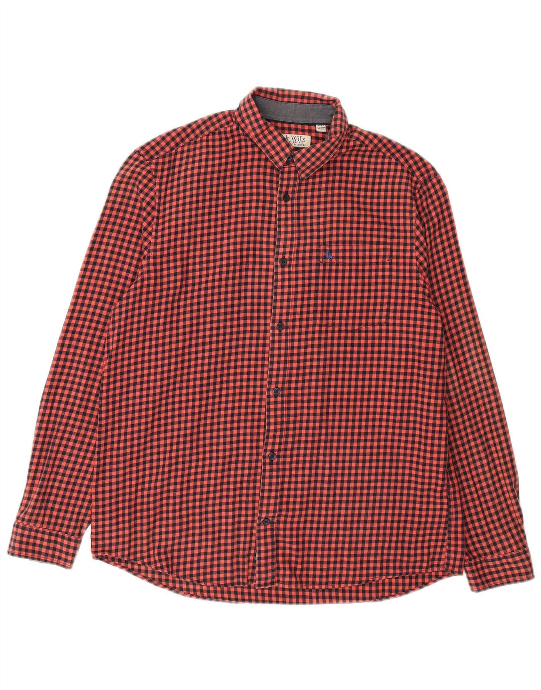 JACK WILLS Mens Classic Fit Flannel Shirt Large Red Gingham Cotton