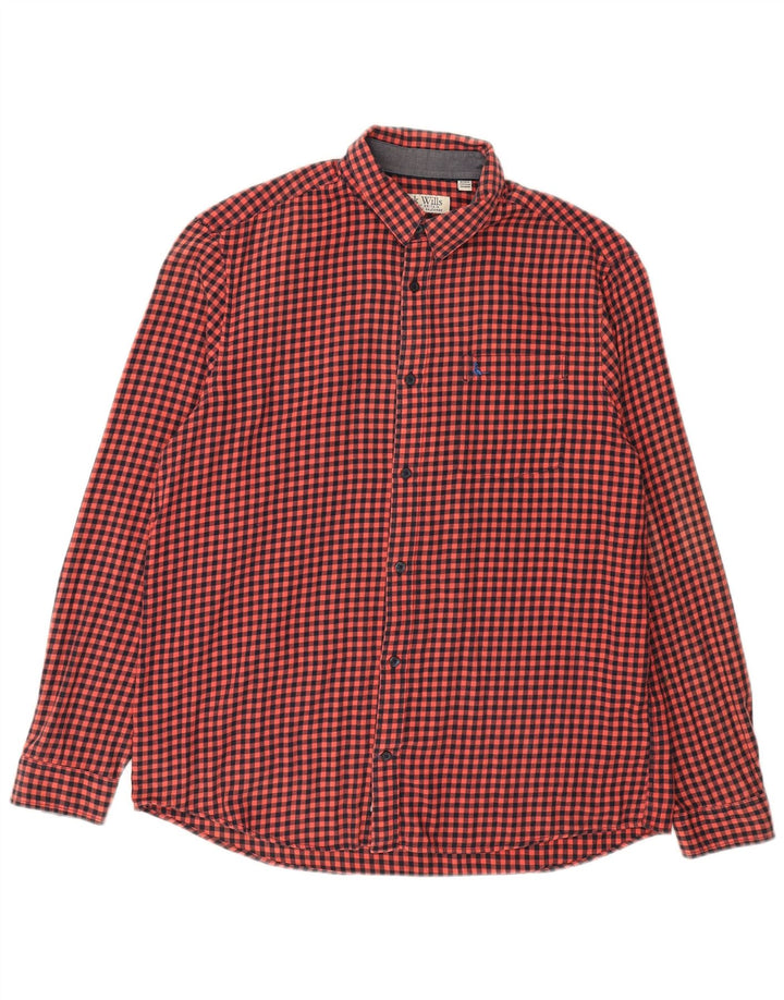 JACK WILLS Mens Classic Fit Flannel Shirt Large Red Gingham Cotton