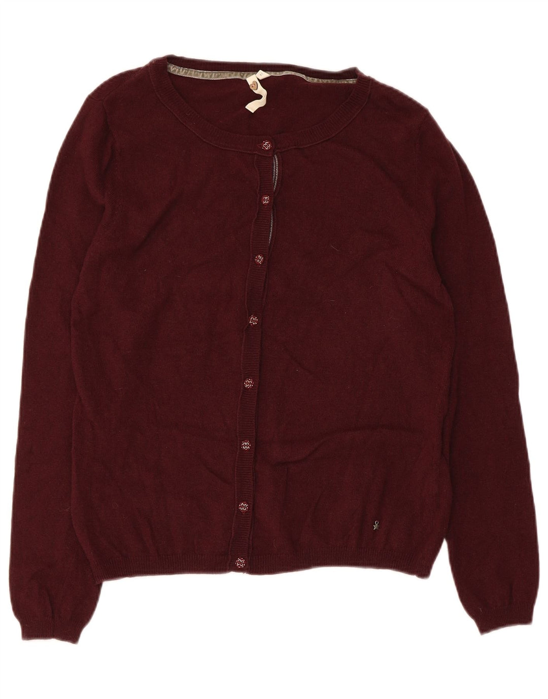 WHITE STUFF Damski sweter kardigan UK 14 Średni bordowy wiskoza