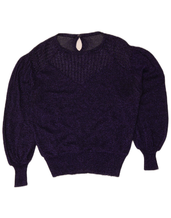 Sweter damski w stylu vintage, z dekoltem w łódkę, UK 14, średni fiolet