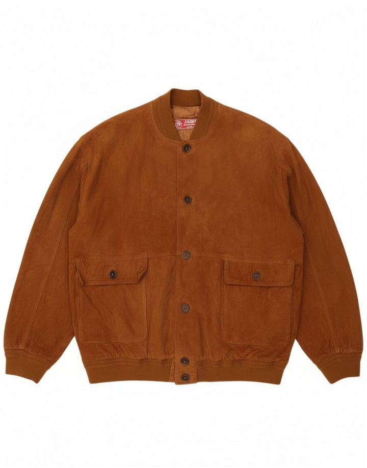 Męska zamszowa kurtka bomber Jolly IT 58 4XL brązowa skóra