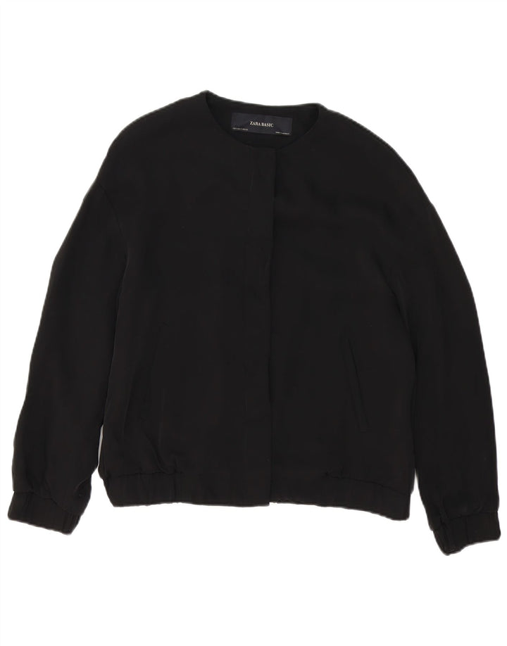 Damska kurtka bomberka oversize Zara UK 10, mała, czarna, z poliestru