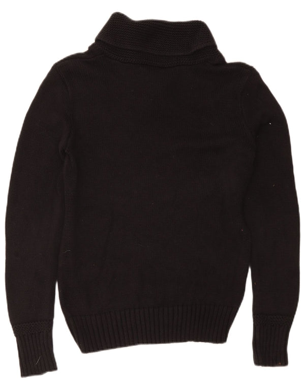 Sweter damski Ralph Lauren z szalowym dekoltem UK 12, średni czarny bawełniany