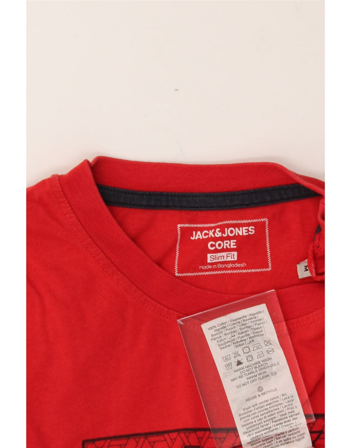 JACK & JONES Mens Slim Graphic T-Shirt Top Medium Red Cotton Vintage Jack & Jones and Second-Hand Jack & Jones from Messina Hembry 