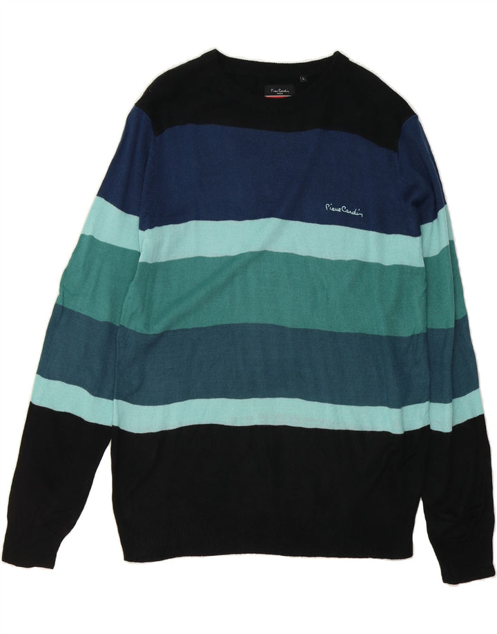 PIERRE CARDIN Mens Boat Neck Jumper Sweater Large Multicoloured Striped Vintage Pierre Cardin and Second-Hand Pierre Cardin from Messina Hembry 