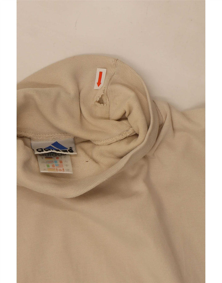 Adidas Męski Top Z Długim Rękawem UK 38/40 Średni Beżowy Bawełna