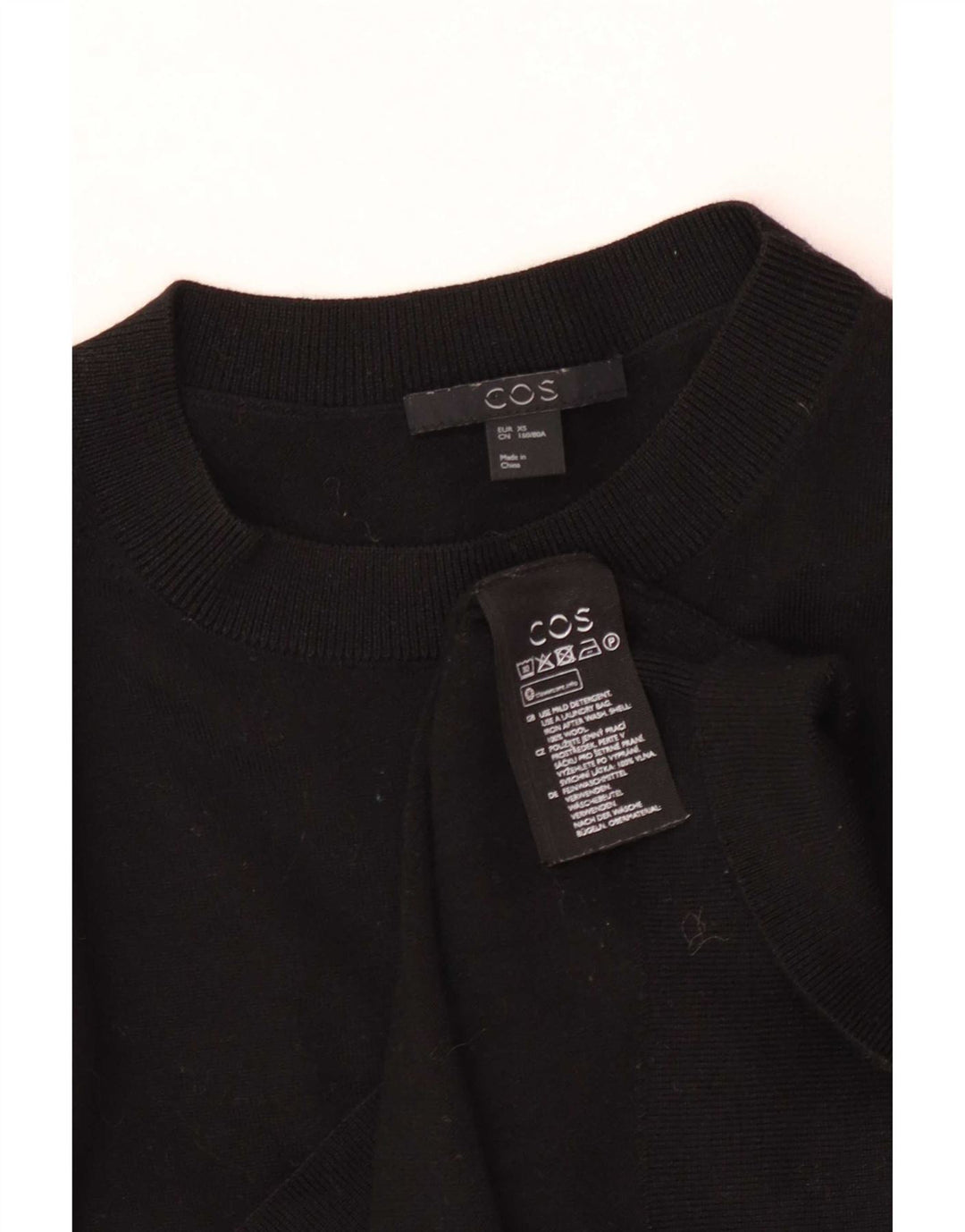 Cos Damski sweter z okrągłym dekoltem UK 6 XS, czarna wełna