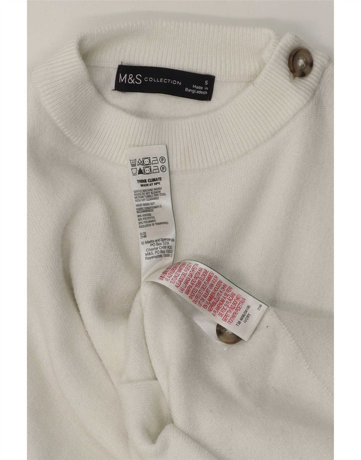Marks & Spencer Damski sweter z okrągłym dekoltem UK 10 Small, biała wiskoza