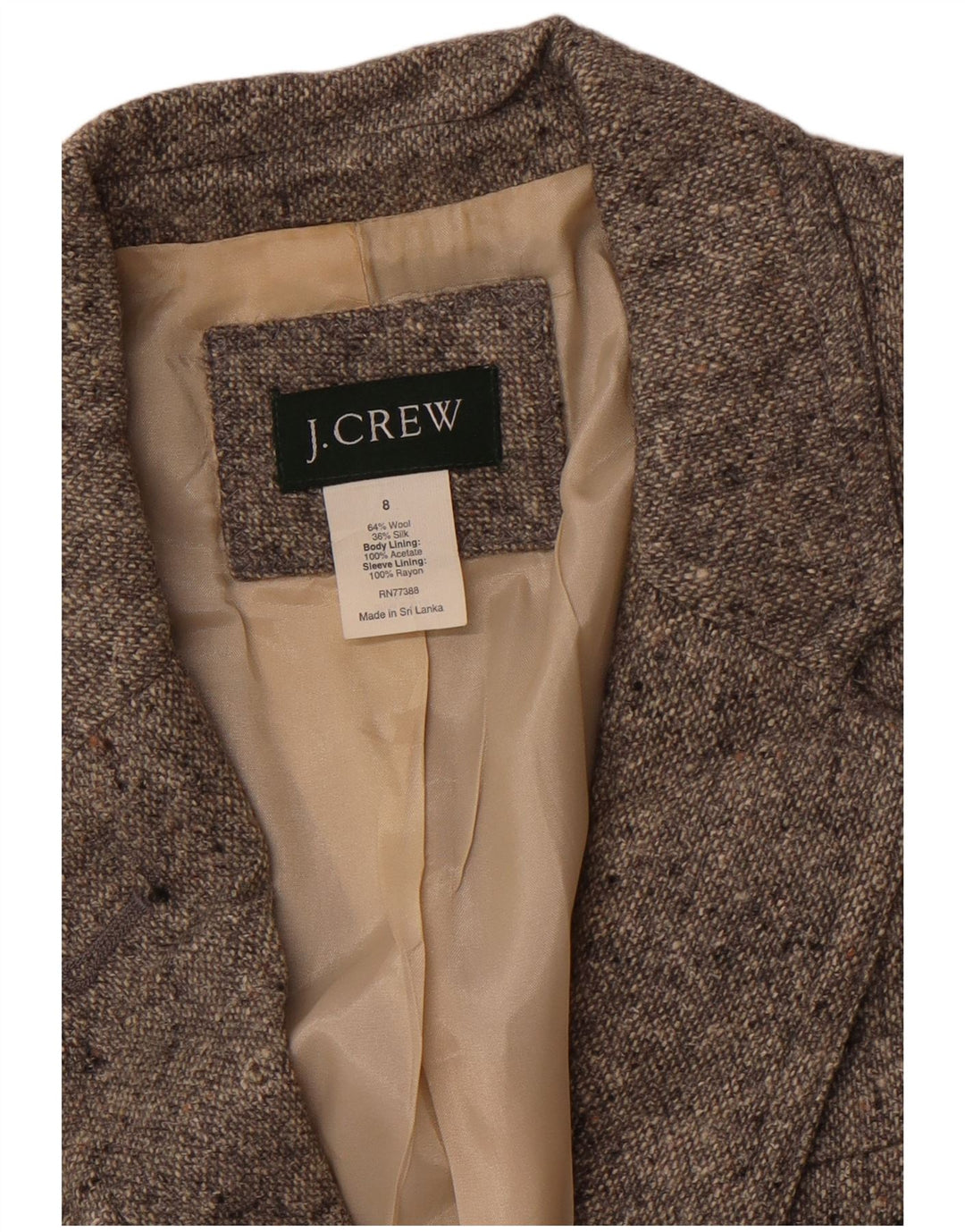 J. CREW Damska marynarka zapinana na 2 guziki US 8 Średnioszara, wełniana nakrapiana