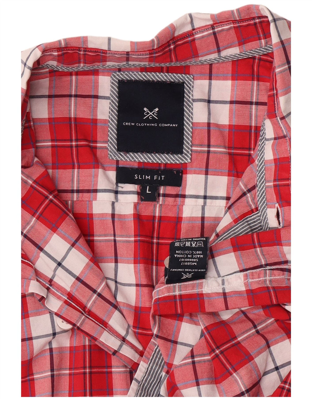 Crew Clothing Męska koszula slim fit, duża, bawełniana w czerwoną kratę