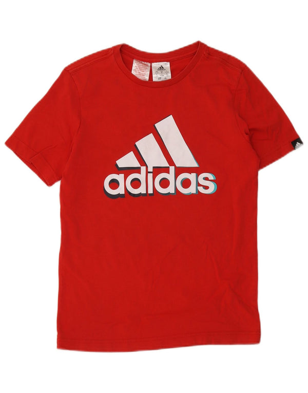 Chłopięcy T-shirt Adidas z grafiką, 11-12 lat, czerwona bawełna