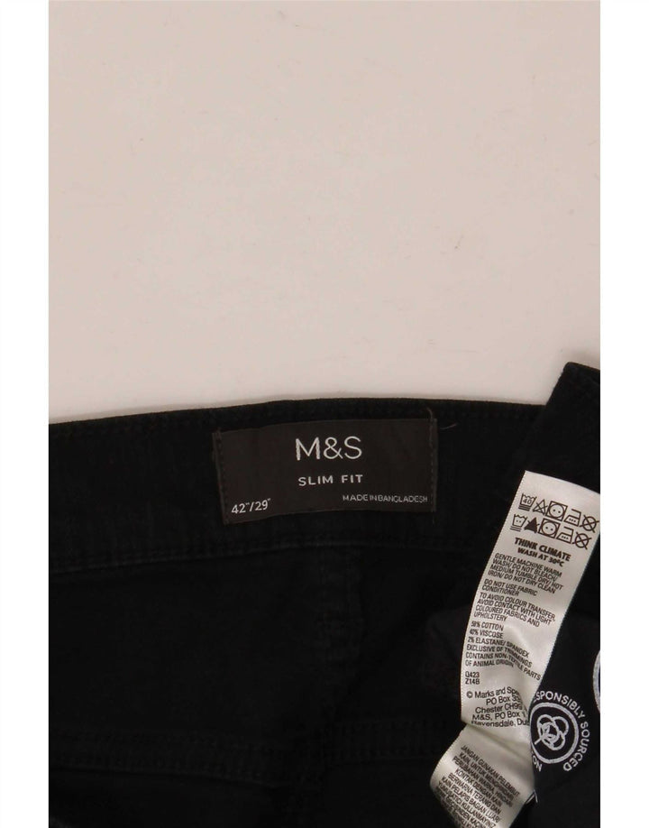 Marks & Spencer Męskie jeansy slim W42 L29 Czarne bawełniane