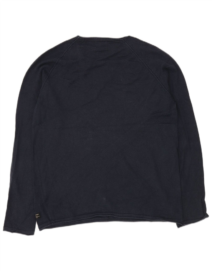 JACK & JONES Męski sweter z okrągłym dekoltem, średni granatowy, bawełniany