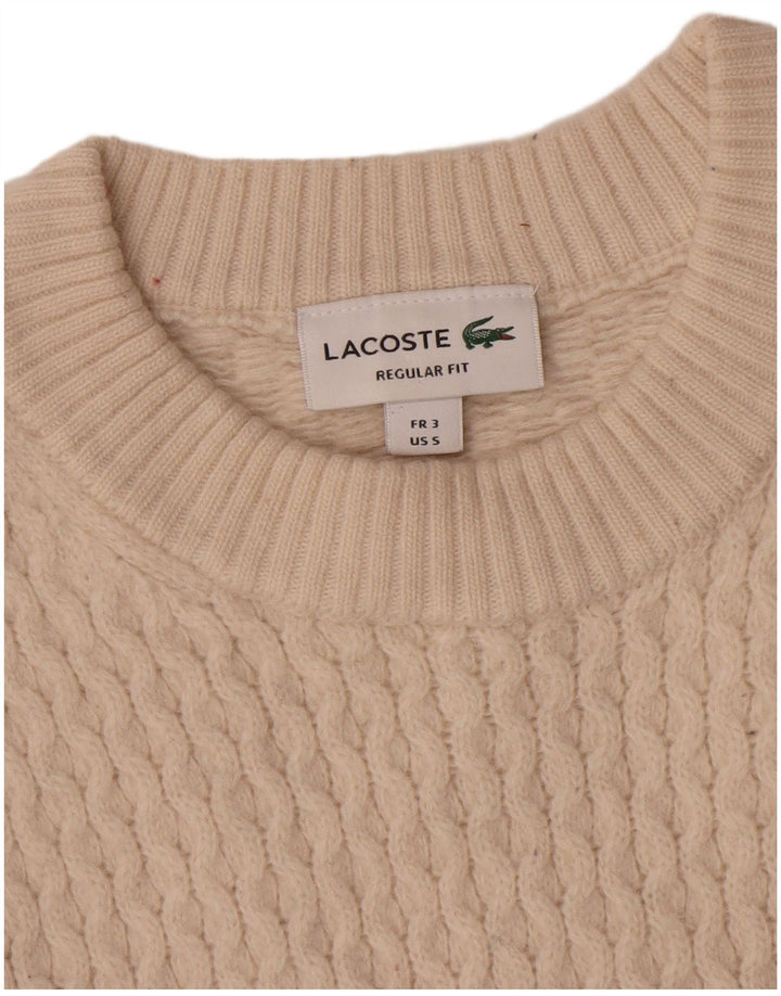 Męski sweter Lacoste o regularnym kroju z okrągłym dekoltem, rozmiar 3, mały w kolorze złamanej bieli