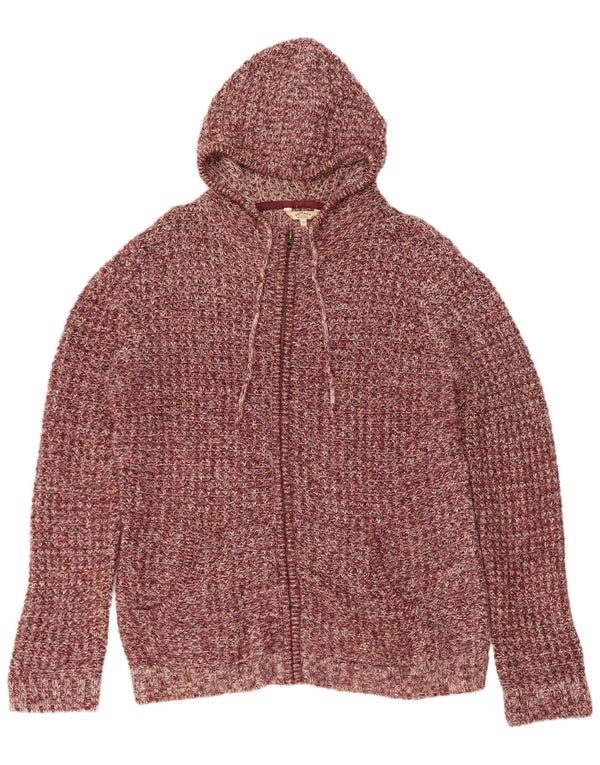 Fat Face Womens Hooded Cardigan Sweater UK 16 Large Burgundy Flecked