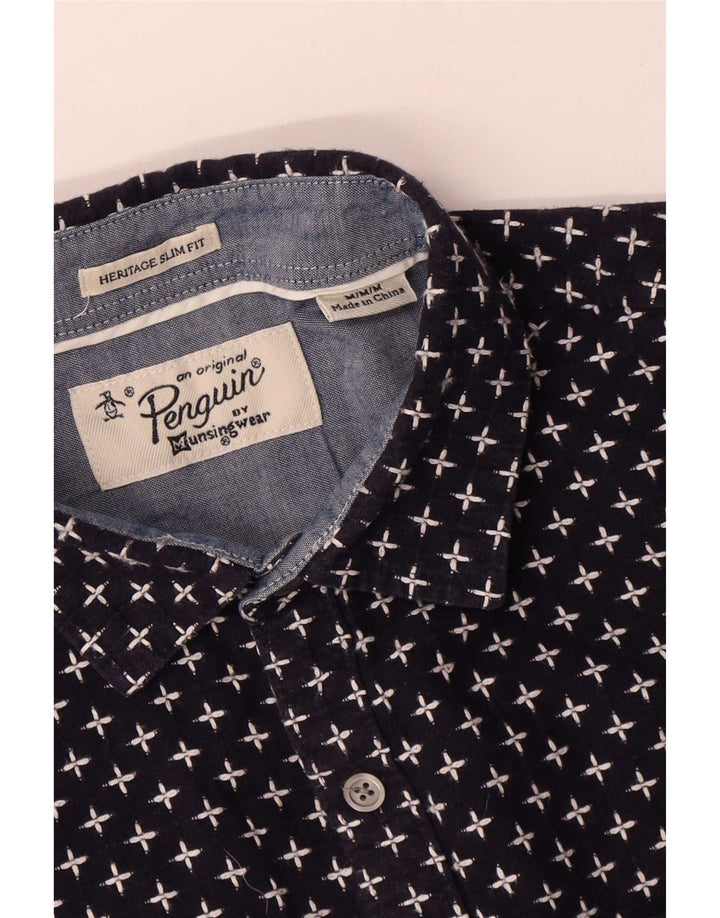 Koszula męska Slim Fit Penguin Heritage z abstrakcyjnym wzorem, średni granat