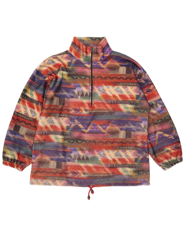 Damski sweter oversize VINTAGE z polaru UK 14, średni, wielokolorowy