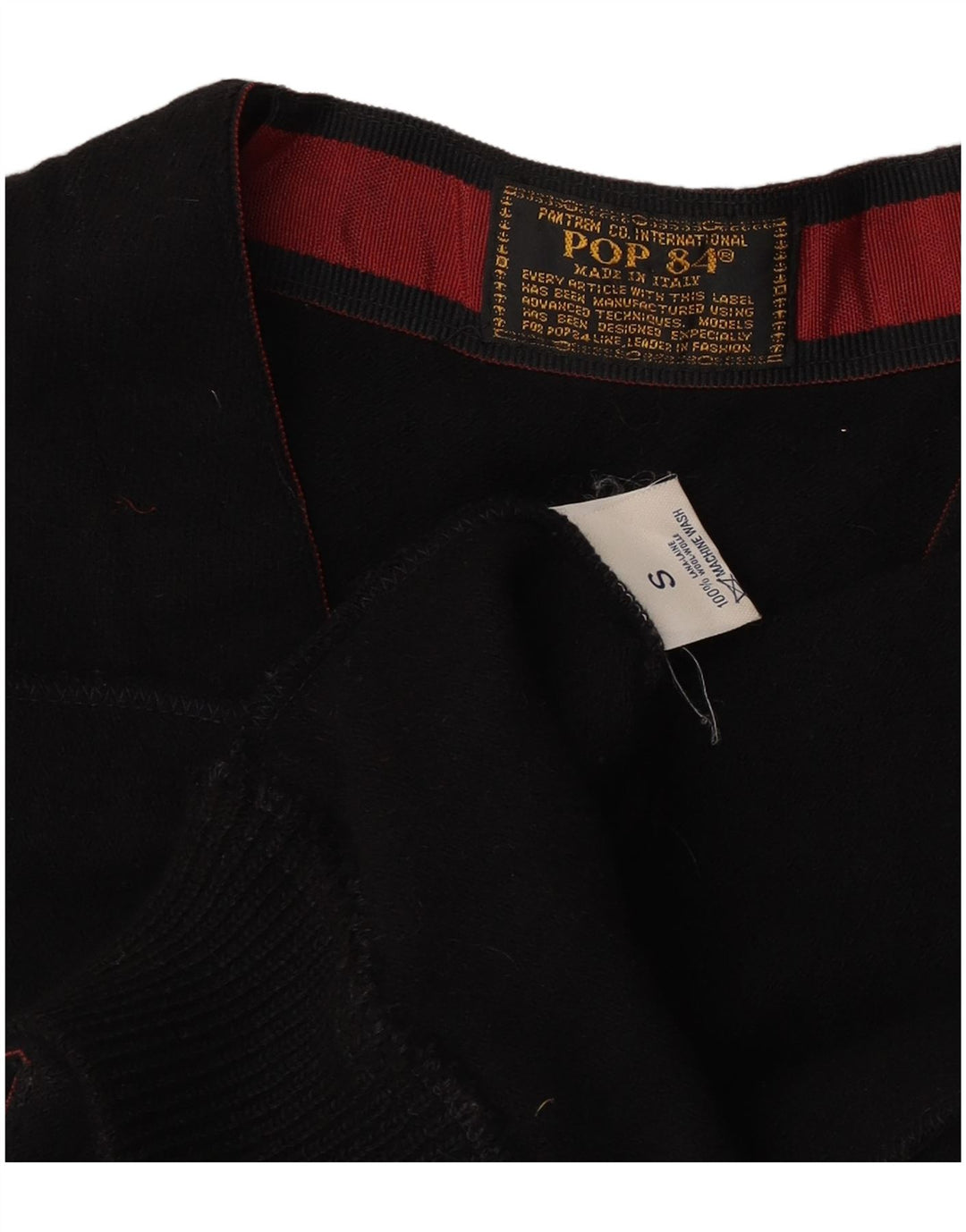 POP 84 Męski sweter bez rękawów, mały, czarny, wełniany
