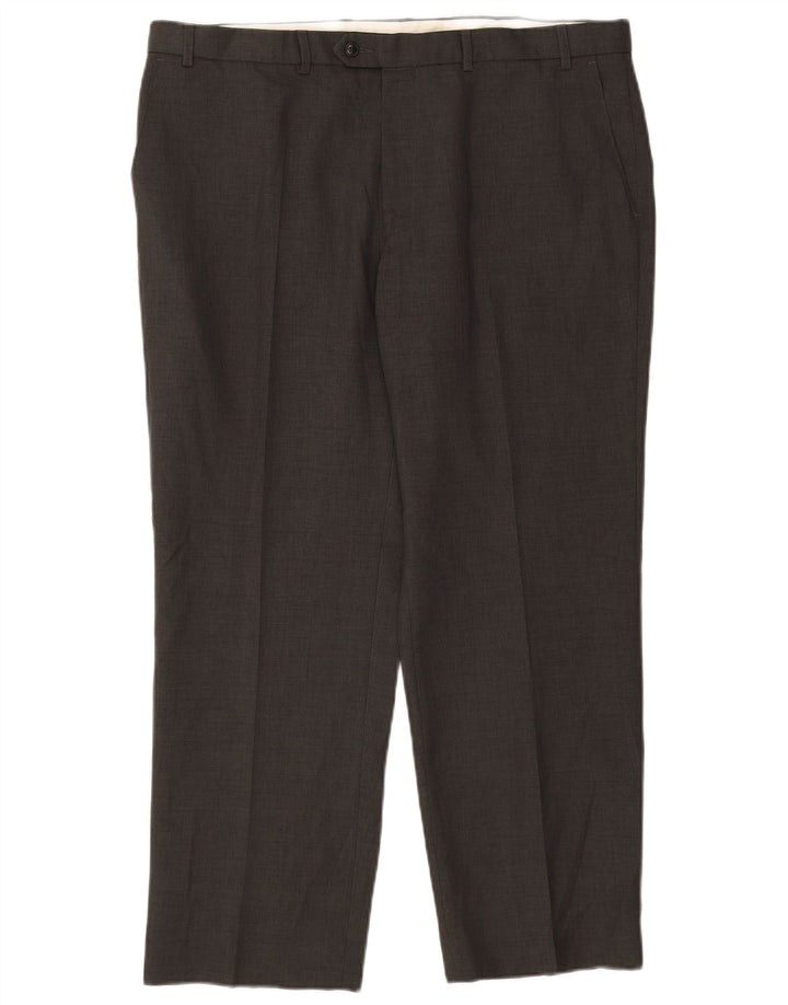 Marks & Spencer Męskie proste spodnie garniturowe W40 L29 Szary poliester