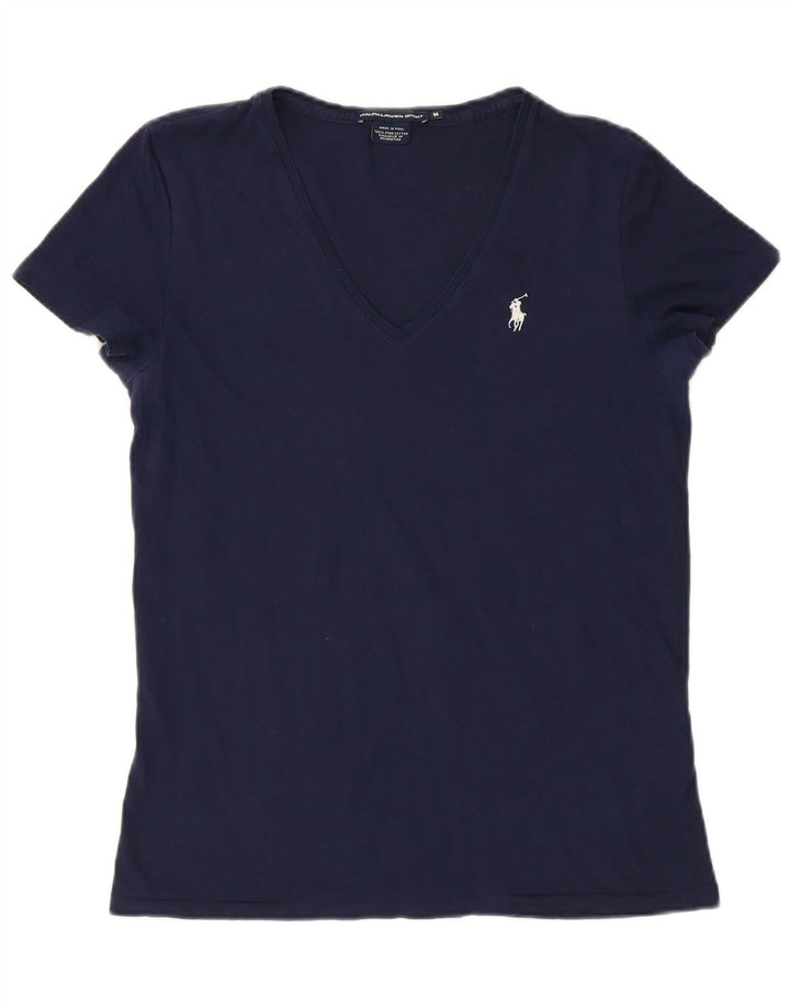 RALPH LAUREN T-shirt damski Top UK 12 Średni granatowy, bawełniany