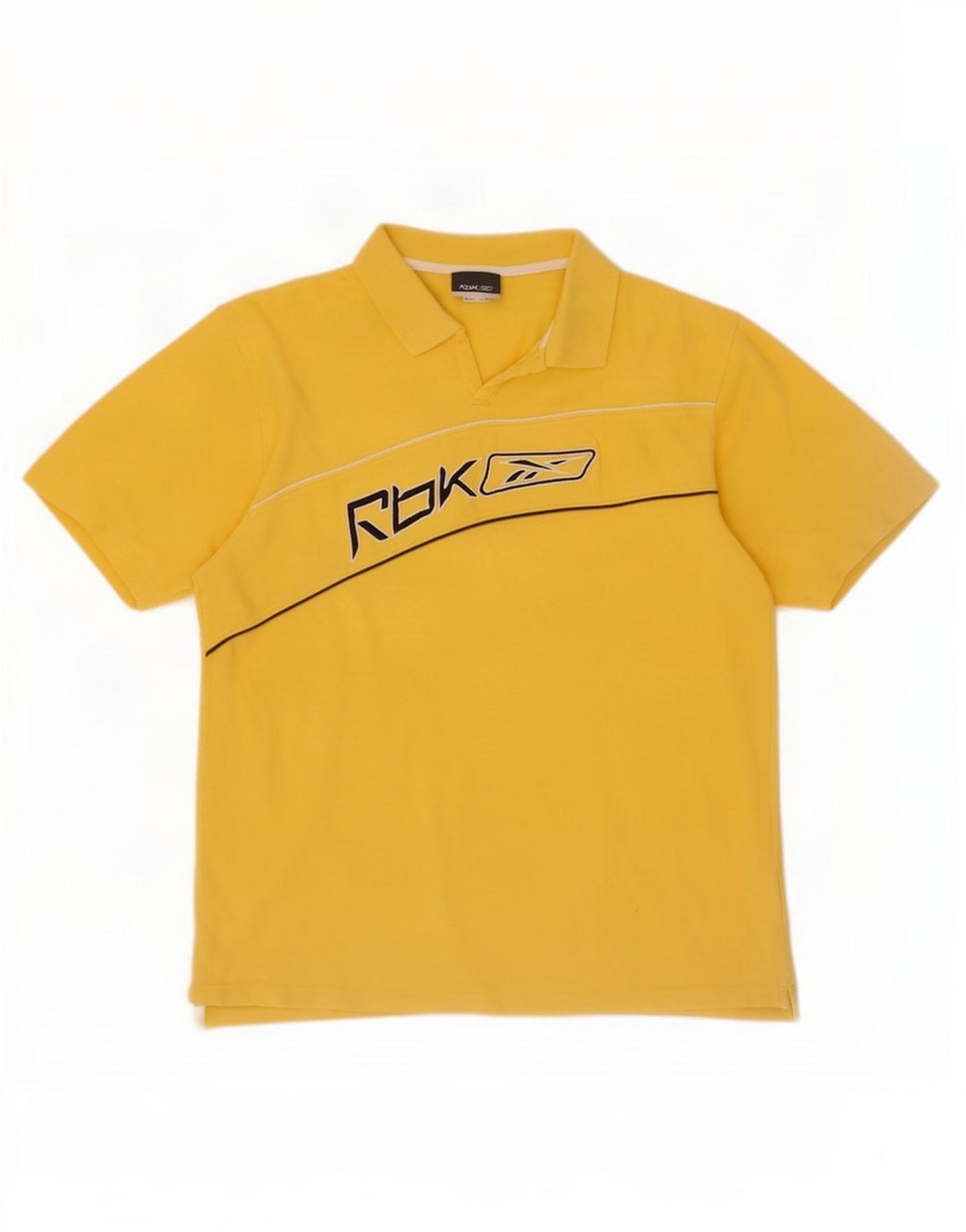 Męska koszulka polo Reebok z grafiką, duża, żółta, bawełniana