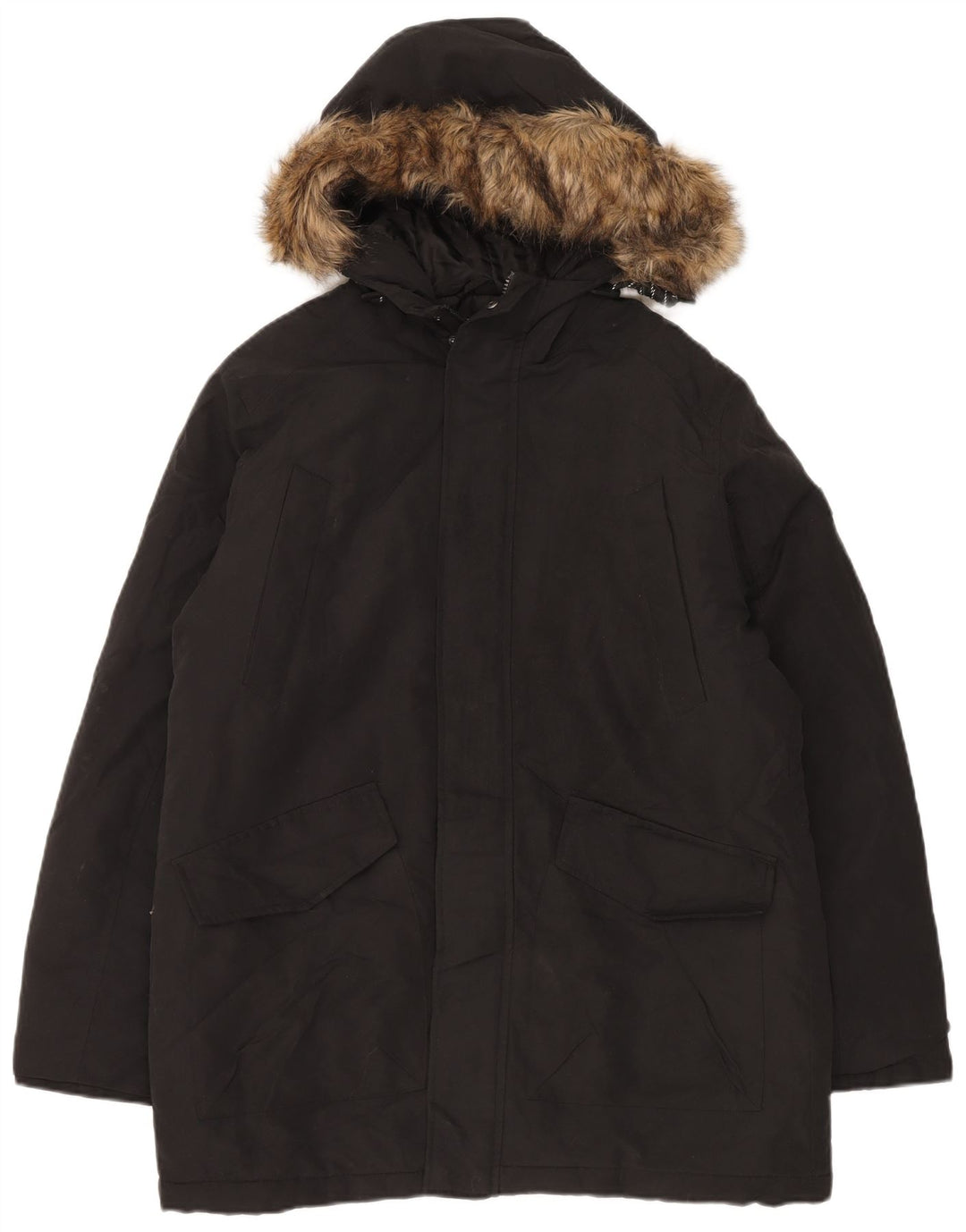 Męska kurtka parka z kapturem Jack & Jones UK 40, duża, czarna, poliester