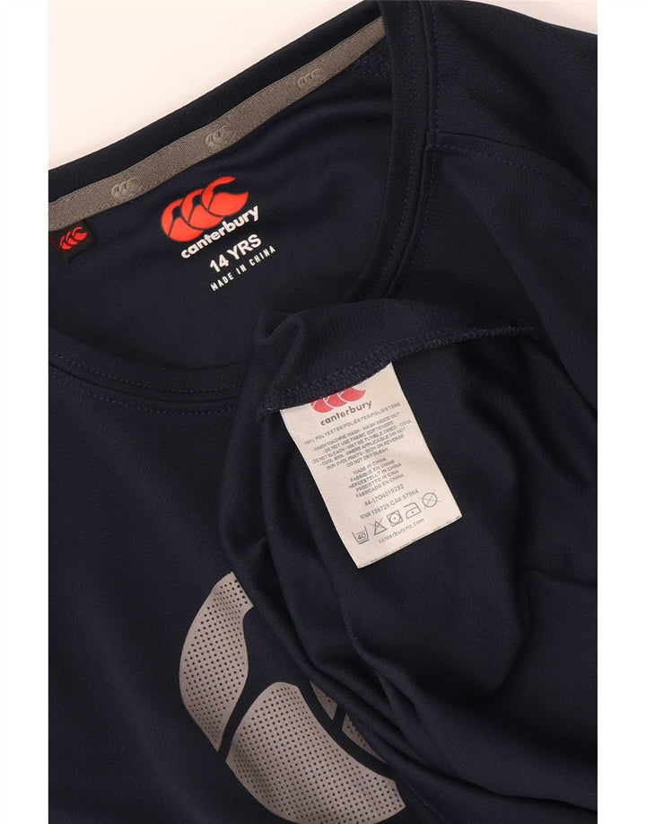 Chłopięcy T-shirt z grafiką Canterbury, 13-14 lat, granatowy poliester