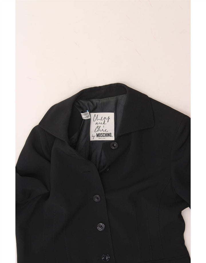 MOSCHINO Womens 5 Button Blazer Jacket UK 14 Large  Navy Blue Rayon Vintage Moschino and Second-Hand Moschino from Messina Hembry 
