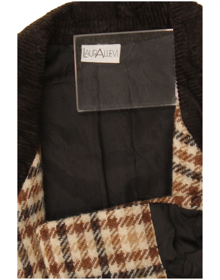 Vintage damska marynarka zapinana na 2 guziki UK 14 w kolorze średniego beżu w pepitkę