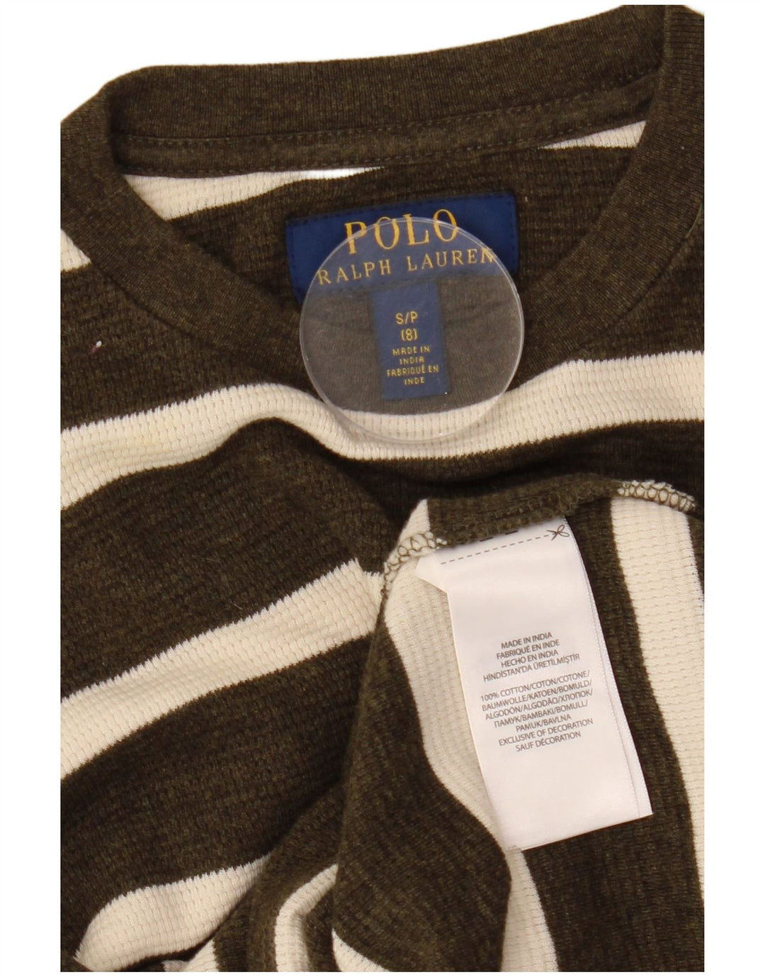 POLO RALPH LAUREN Chłopięcy sweter z dekoltem w łódkę, 7-8 lat, mały khaki