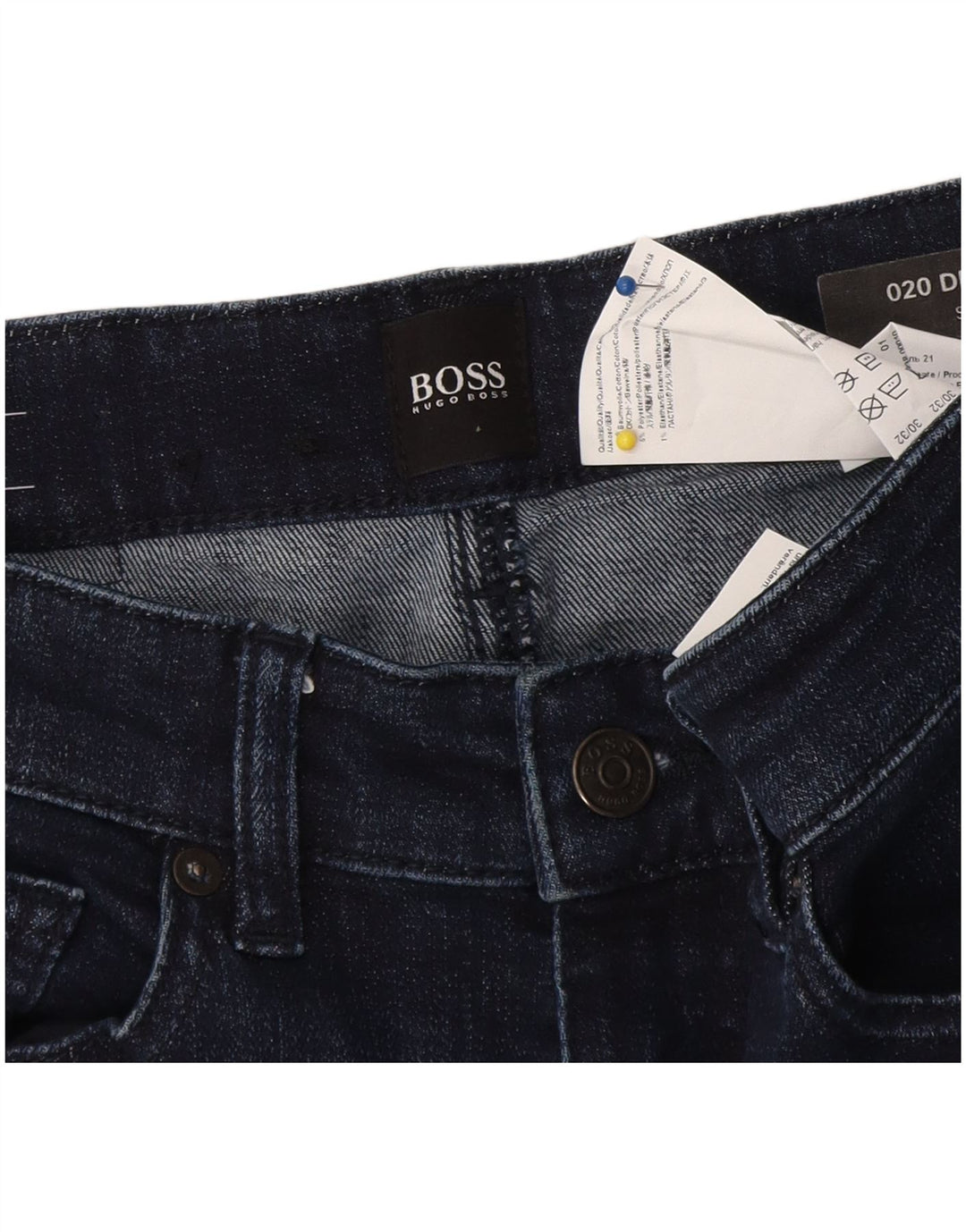 Męskie jeansy ze stretchem Hugo Boss W30 L32 Granatowa bawełna