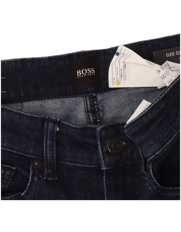 Męskie jeansy ze stretchem Hugo Boss W30 L32 Granatowa bawełna