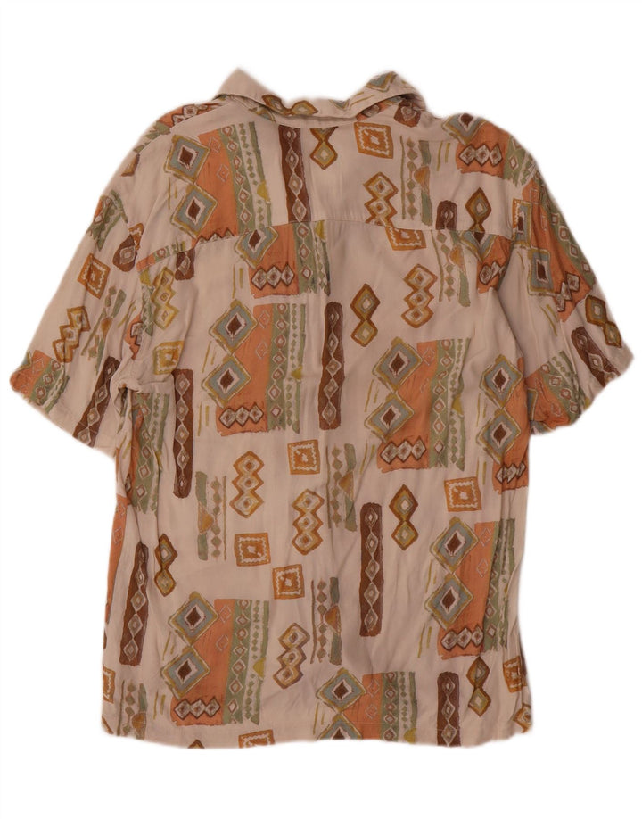 Męska koszula z krótkim rękawem Pull & Bear XS, beżowa, geometryczna