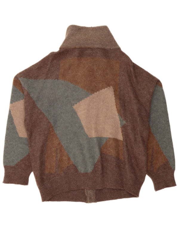 Damski sweter oversize VINTAGE UK 18 XL, brązowy patchwork