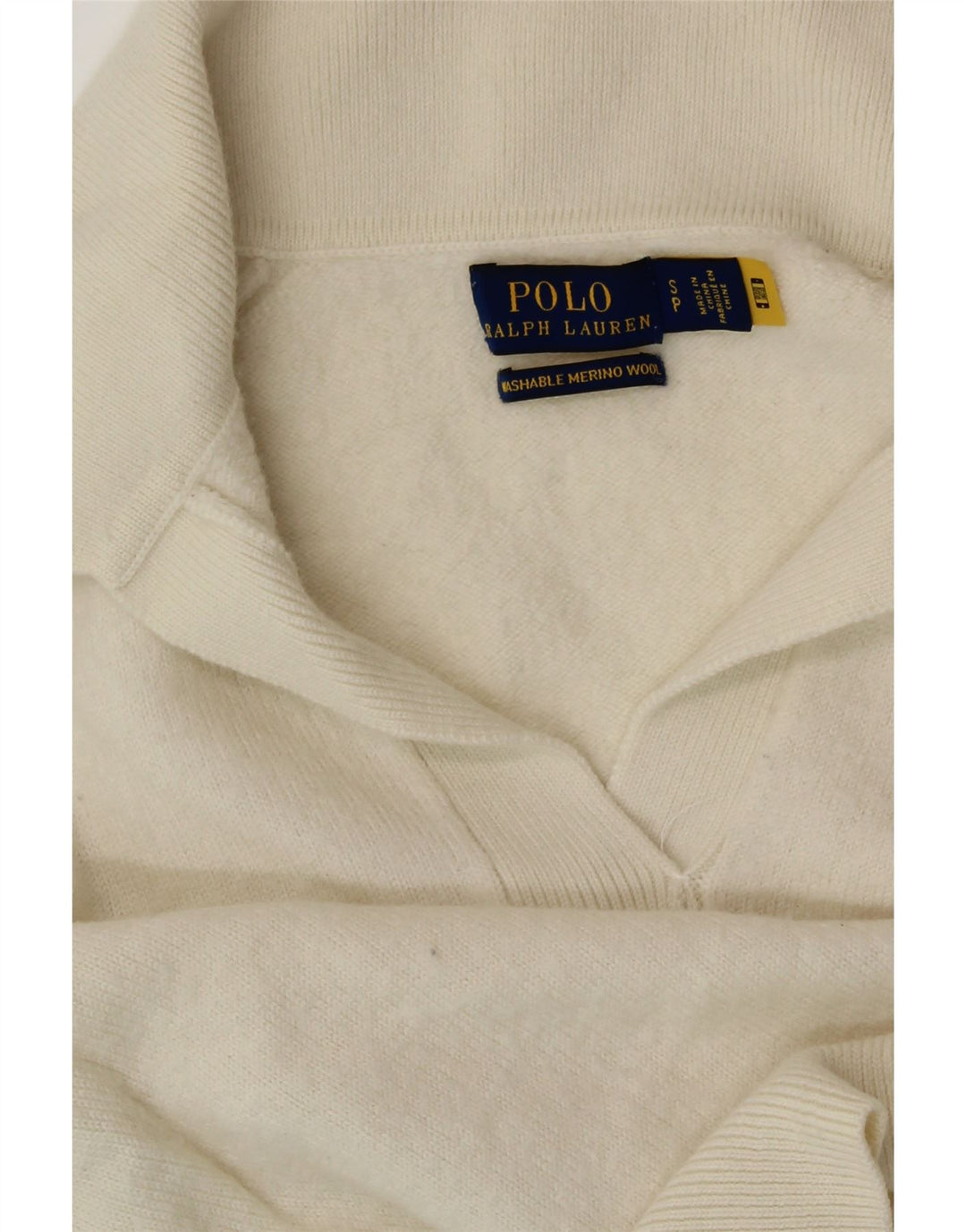 POLO RALPH LAUREN Damski sweter polo UK 10, mały w kolorze złamanej bieli