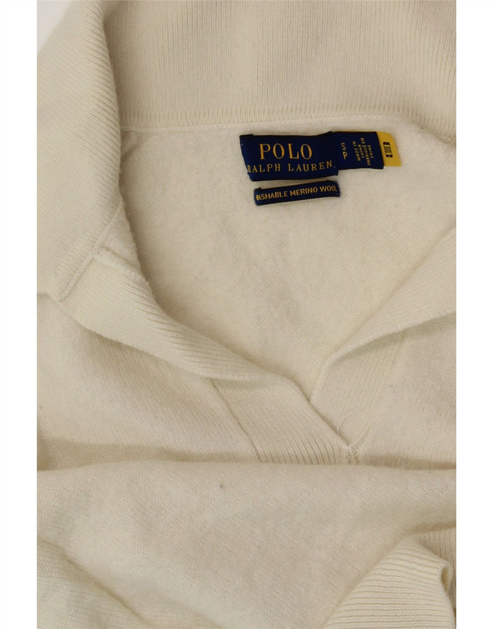 POLO RALPH LAUREN Damski sweter polo UK 10, mały w kolorze złamanej bieli